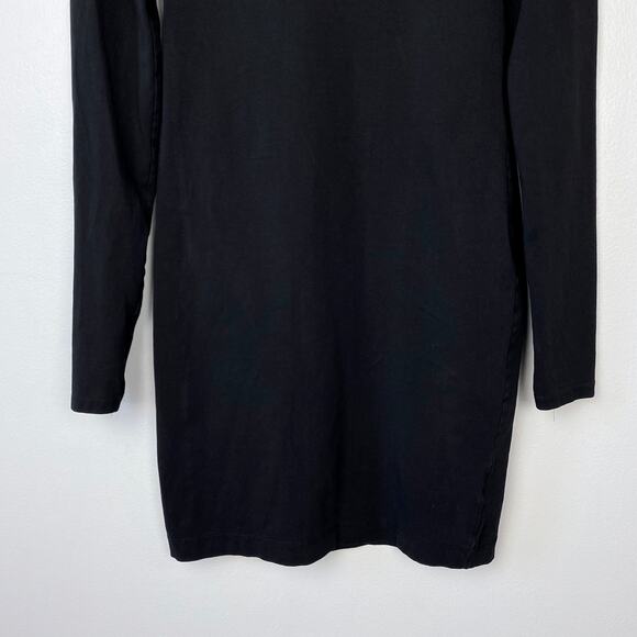 H&M Black T-shirt Dress Fitted Long Sleeve Basic Capsule Wardrobe Size Small - Picture 3 of 8